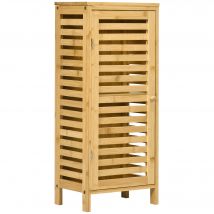 kleankin Badschrank  Beistellschrank mit Lamellentür, 2 Fächern, Aufbewahrung, Natur, 30x19,9x70cm  Aosom