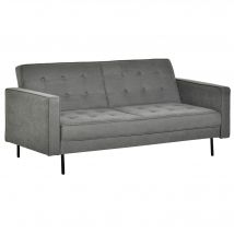 HOMCOM Schlafsofa 3-Sitzer mit Schlaffunktion und verstellbarem Winkel, Vintage Design aus Eukalyptusholz und Baumwolle in Grau   Aosom.de