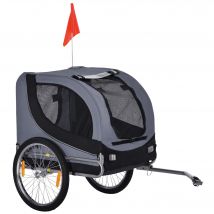 PawHut Hundeanhänger Fahrradanhänger Hundetransporter grau schwarz 130x73x90cm für sichere Ausflüge mit Ihrem Hund   Aosom.de