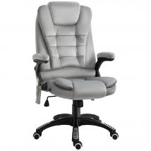 Vinsetto Massage Bürostuhl ergonomisch höhenverstellbar mit PU-Rädern in Grau für komfortables Arbeiten und Entspannung   Aosom.de