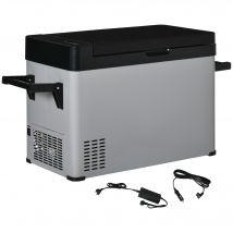 Outsunny Kühlbox Auto 50L, 12/24V DC 110-240V AC, mit LCD-Anzeige, 2 Modi Kompressor, Autokühlschrank mit Griffe, Grau+Schwarz  Aosom