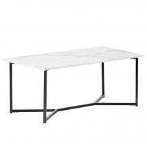 Table Basse Effet Marbre en Solde avec Base en Métal, Blanc