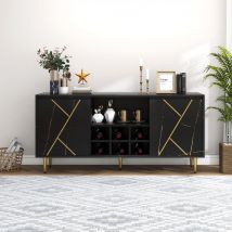 Buffet scandinave avec porte-bouteille et rangement, Noir