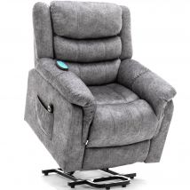 Fauteuil massant électrique releveur et inclinable Siège massant avec fonction chauffant, revêtement tissu, Gris   Aosom France
