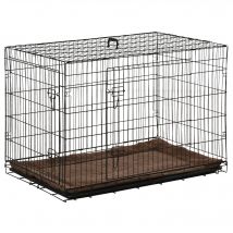 PawHut Cage pour chien caisse de transport pliante pour chien en métal noir 107 x 68 x 75.5 cm matelas fourni