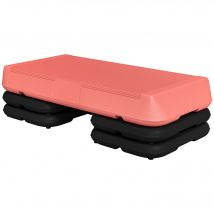 SPORTNOW Stepper aérobic fitness hauteur réglable 3 niveaux 10/15/20 cm surface antidérapante plastique, rouge