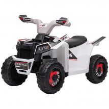 HOMCOM Elektro Kinderquad Mini Elektroquad 6V mit Vorwärts- und Rückwärtsfunktion für Kinder 1,5-3 Jahre 2,5 km/h in Weiß   Aosom.de