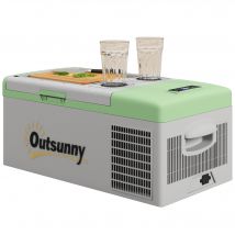 Outsunny Kompressor Kühlbox 16L, Kühlbox Auto 12/24V DC & 100-240V AC, bis -20°C, Tragbare Gefrierbox mit MAX/ECO Modi, Mini Kühlschrank  Aosom