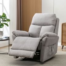 Fauteuil de Relaxation Inclinable Manuel avec Repose-pieds Extensible, Poche Latérale, en Tissu et Éponge, 82x92x99 cm, Gris