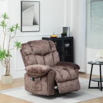 Chaise longue chauffante à massage électrique en velours avec télécommande, 2 porte-gobelets, capacité de charge de 150 kg, Marron