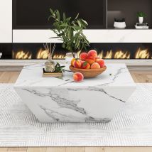 Couchtisch, praktischer trapezförmige, mit 2 Schubladen, Einfache Pflege, Einfache Montag, Robuste Konstruktion, 70 x 70 x 37 cm, Weiß   Aosom.de