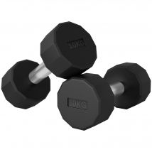 SPORTNOW Kurzhantel-Set 20 kg, Hantelset aus Metall, 2er Set Rutschfest Kurzhanteln, für Krafttraining und Fitness, Schwarz   Aosom