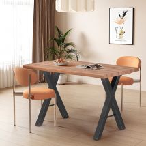 Table de Salle à Manger Moderne avec Plateau en Grain de Bois Naturel, pieds Modernes en Forme de X - A, 120x70x76cm, Naturel