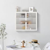 Placard Moderne à Deux Portes avec Vitrine et Étagères à Trois Niveaux pour Entrée, Salon, Salle de Bain, Salle à Manger, Blanc