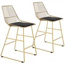 HOMCOM 2er-Set Barhocker Bistrohocker mit Fußstütze Barstuhl Küchenstuhl Stahlbeine für Wohnzimmer Esszimmer Gold 46x56x95cm   Aosom.de