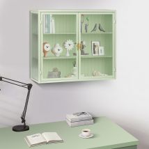 Buffet Moderne à Deux Portes avec Vitrine et Étagères Murales à Trois Niveaux pour Entrée, Salon, Salle de Bain et Salle à Manger, Vert