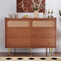 Commode à 6 tiroirs vintage, Buffet moderne, Carré buffet avec pieds en métal, en MDF et métal, 120x40x90 cm, Coloris Naturel   Aosom France