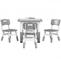 AIYAPLAY Ensemble 1 table et 4 chaises pour enfants à hauteur réglable, set de 5 pièces, gris