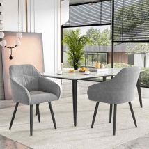 Ensemble de 2 rembourrés Chaises de salle à manger hors de velours avec Accoudoirs et dossier, plus confortables Rembourrage, Gris