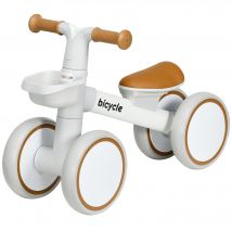 AIYAPLAY Kinder Laufrad Balance Bike ab 1 Jahr, rutschfest mit TPU-Rädern, keine Schrauben, ideales Geschenk für Jungen & Mädchen, Braun-Weiß 56x27x39 cm   Aosom.de