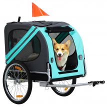 PawHut Hundeanhänger  Fahrradanhänger Hundetransporter, Oxfordstoff mit Regenschutz, Atmungsaktiv, Grün, 130x73x90cm  Aosom