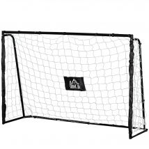 HOMCOM But de football cage de foot châssis métal filet PE piquets & outil inclus dim. 186L x 62l x 123H cm noir blanc