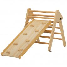 AIYAPLAY Triangle d'escalade, 3 en 1 Montessori en bois pour grimper et glisser, charge max. 50 kg, pour 18-48 mois, bois naturel