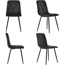 Esszimmerstühle, 4 Set Komfortable Moderne Metall Essstühle mit Samtoptik Rückenlehne Schwarz Elegant Design, 45 x 40 x 86 cm   Aosom.de