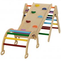 AIYAPLAY 5 en 1 Triangle arche montessori d'escalade enfants avec rampe d'escalade réversible toboggan bascule multicolore