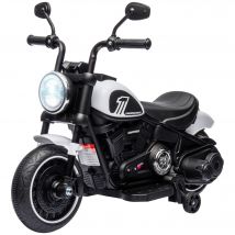 HOMCOM Kindermotorrad Kinder Elektro-Motorrad Elektrofahrzeug Kinderfahrzeug mit 2 abnehmbaren Stützrädern, 3 km/h, für 1,5-3 Jahre Kinder Weiß 76 x 42 x 57 cm   Aosom