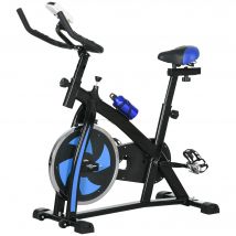 SPORTNOW Vélo d'appartement vélo de Fitness avec écran LCD multifonctions selle et guidon réglables acier noir et bleu