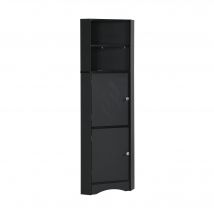 Eckschrank 36,5x36,5x155cm schwarz - Eckdesign Badschrank wasserdicht feuchtigkeitsresistent, Stabil und kippsicher, Einfache Montage   Aosom.de