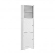 Badezimmerschrank 36x36x155 cm Eckschrank für Bad, zwei Ablagefächern, verstellbarem Einlegeboden, feuchtigkeitsresistent, Weiß   Aosom.de