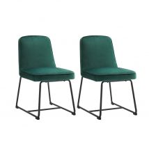 Chaises de salle à manger en velours, chaise de cuisine avec structure en métal noir, chaise rembourrée avec dossier pour salle à manger/salon, Vert