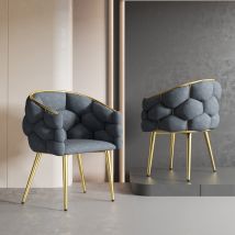 Chaise en velours de luxe avec dossier à éclat doré, protection dorsale confortable, Gris