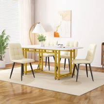 Table à manger luxueux 120x70 cm, Table de cuisine moderne avec plateau en MDF et pieds en métal doré, Doré   Aosom France