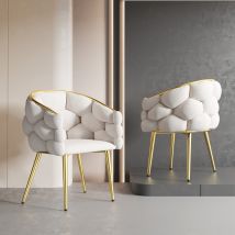 Chaise en velours de luxe avec dossier doré brillant, protection dorsale confortable et supports de jambes avant réglables, Beige
