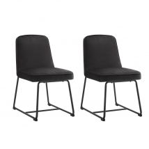 Chaises de salle à manger en velours avec structure en métal noir, chaise rembourrée avec dossier pour salle à manger/salon, lot de 2,Noir