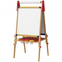 AIYAPLAY Chevalet peinture pour enfants, tableau enfant double face 3 en 1 hauteur réglable 61l x 47P x 113H cm bois naturel