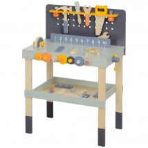 AIYAPLAY Kinder Werkbank mit Werkzeug und Zubehör, Werkzeugbank mit Schraubendreher und -schlüssel, Zange, Spielzeug für Kinder 3-6 Jahre, 58 x 31 x 77,5 cm Hellblau   Aosom