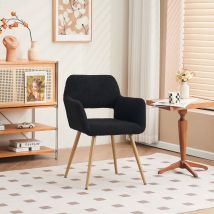 Chaise de maquillage en tissu Teddy velours, design ergonomique, montage facile, Noir