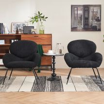 Teddy Chaise de Dressing en Velours avec Pieds en Métal, tissu doux rembourré, chaise de loisirs moderne pour salon et chambre, Noir