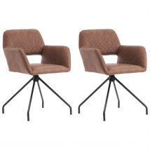 (Lot de 2) Chaise de maquillage ergonomique en simili cuir, chaise de salle à manger, fauteuil, facile à assembler, Marron