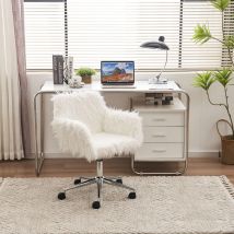 Chaise de relaxation réglable avec fonction pivotante, coussin en fausse fourrure résistant à l'usure, design ergonomique, Blanc