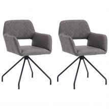 (Ensemble de 2) Chaises de maquillage ergonomiques en similicuir avec pieds en métal, montage facile, Gris Ciment