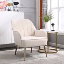 Fauteuil de loisirs moderne en velours, Design ergonomique, Montage facile, Beige