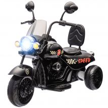 AIYAPLAY Kinder Elektro-Motorrad, 6V Kindermotorrad mit Musik, Kinderfahrzeug mit LED-Scheinwerfer, 3-5 km/h, für 3-6 Jahre Kinder, max. 25 kg, Schwarz   Aosom