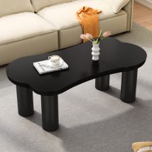 Unregelmäßiger Couchtisch in Knochenform, MDF-Tischplatte und PVC-Beine, mit Filzunterlage,Schwarz