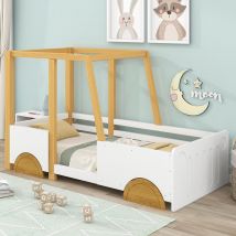 Lit voiture pour enfants, sans matelas, 90x200 cm, Blanc