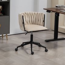 Fauteuil de relaxation en velours, pivotante à 360°, réglage de la hauteur par une seule touche, Beige